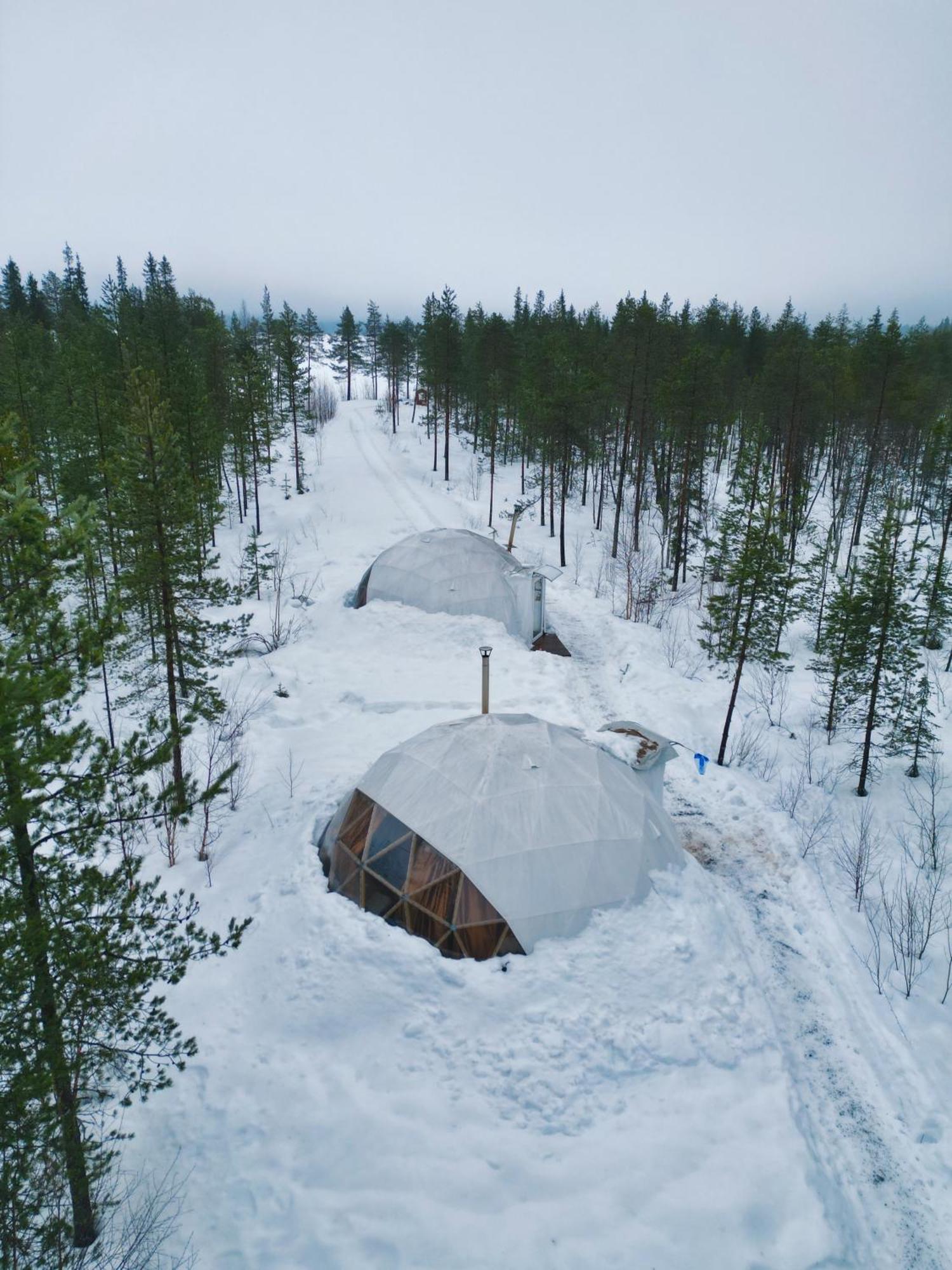 Aurora Igloo Fireplace-Heated Tents In A Secret Forest With Private Jacuzzi And Shared Sauna Bathroom And Dog Friendly Рованиеми Экстерьер фото