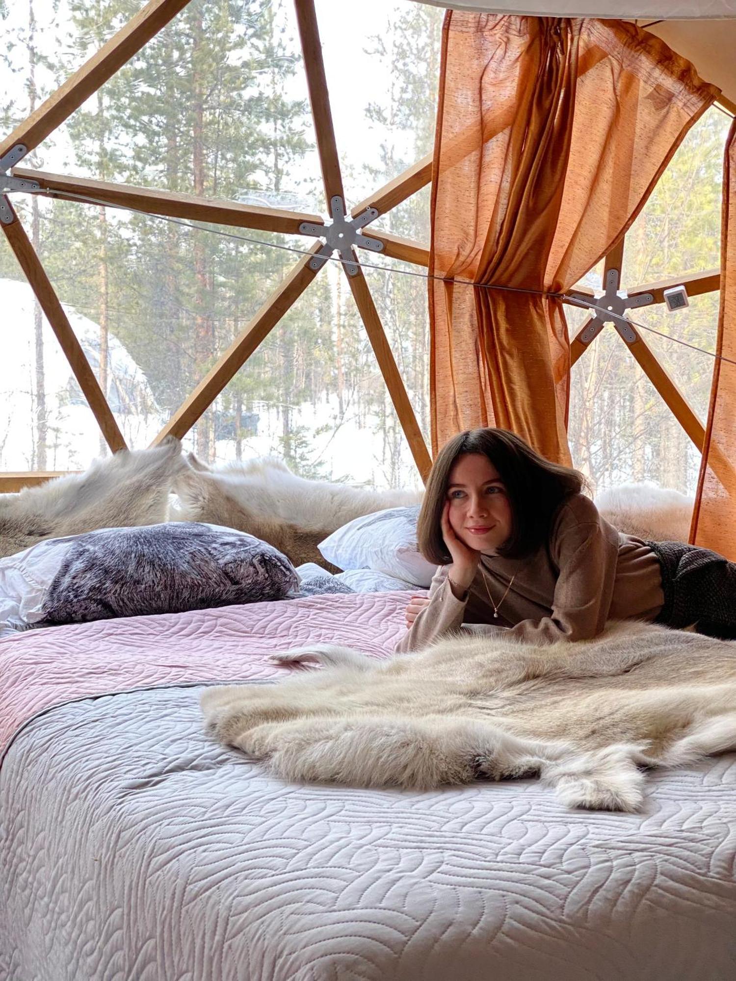 Aurora Igloo Fireplace-Heated Tents In A Secret Forest With Private Jacuzzi And Shared Sauna Bathroom And Dog Friendly Рованиеми Экстерьер фото