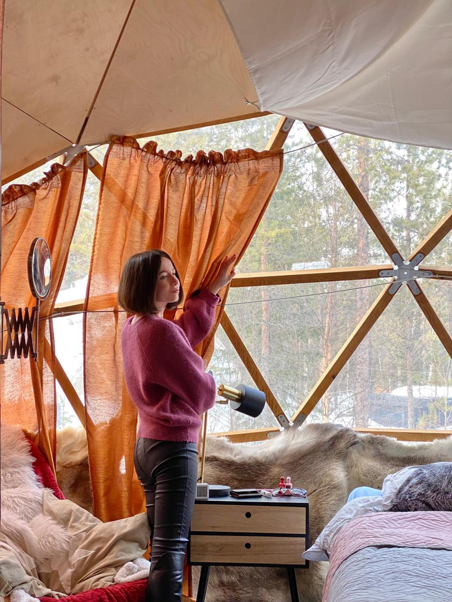 Aurora Igloo Fireplace-Heated Tents In A Secret Forest With Private Jacuzzi And Shared Sauna Bathroom And Dog Friendly Рованиеми Экстерьер фото
